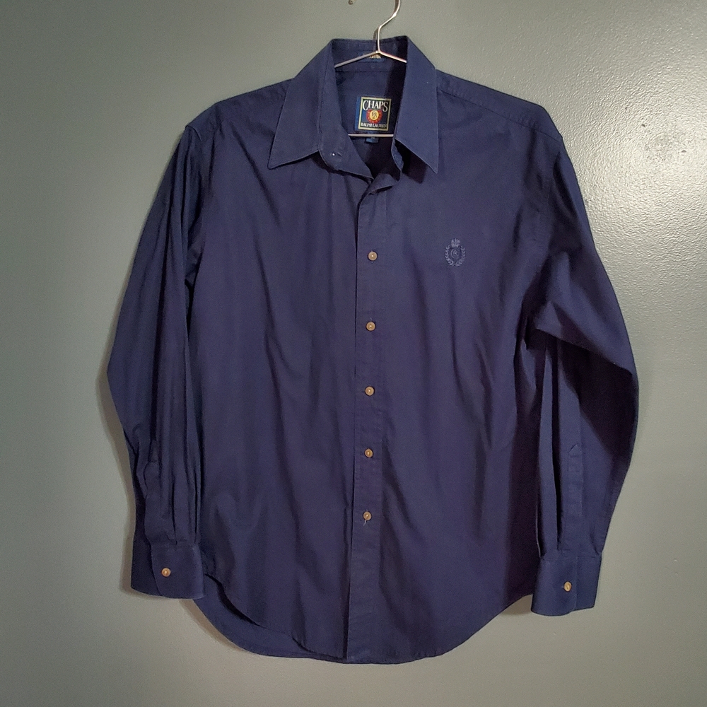 Vintage Chaps Ralph Lauren Men's Classic Blue Button Down Cotton Shirt